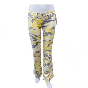 Dorinha Yellow  Camo Skinny Flare Jeans Size 5